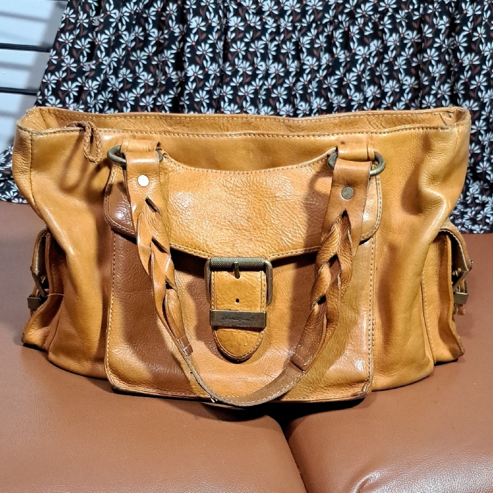 Eddie Bauer Tan Shoulder Bag with Leather Finish.